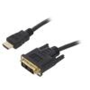 Kabel DVI-D (18+1) vidlice,HDMI vidlice 0,5m černá 30AWG