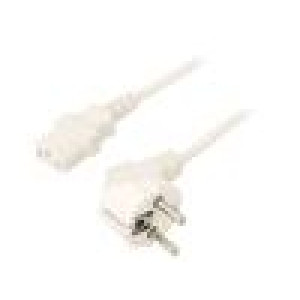 Kabel CEE 7/7 (E/F) úhlová vidlice,IEC C13 zásuvka 1,8m bílá