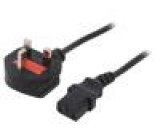 Kabel 3x0,5mm2 BS 1363 (G) vidlice,IEC C13 zásuvka PVC 1,8m