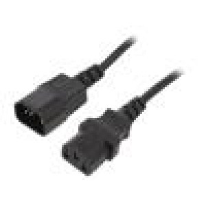 Kabel IEC C13 zásuvka,IEC C14 vidlice 1,8m černá PVC 6A 250V