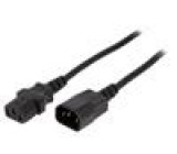 Kabel IEC C13 zásuvka,IEC C14 vidlice 5m černá PVC 3x1mm2