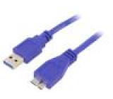 Kabel USB 3.0 USB A vidlice,USB B micro vidlice 0,5m modrá