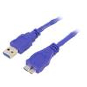 Kabel USB 3.0 USB A vidlice,USB B micro vidlice 0,5m modrá