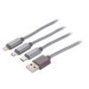 Kabel USB 2.0 1m stříbrná textilní Cablexpert