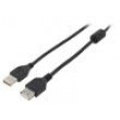 Kabel USB 2.0 USB A zásuvka,USB A vidlice zlacený 1,8m černá