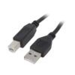 Kabel USB 2.0 USB A vidlice,USB B vidlice zlacený 3m černá