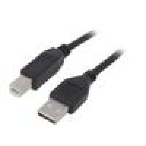 Kabel USB 2.0 USB A vidlice,USB B vidlice zlacený 1,8m černá