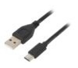 Kabel USB 2.0 USB A vidlice,USB C vidlice zlacený 3m černá