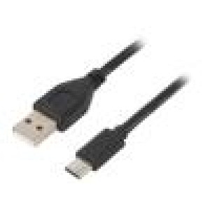 Kabel USB 2.0 USB A vidlice,USB C vidlice zlacený 3m černá