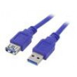 Kabel USB 3.0 USB A zásuvka,USB A vidlice 3m modrá