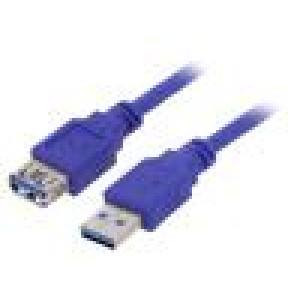 Kabel USB 3.0 USB A zásuvka,USB A vidlice 1,8m modrá