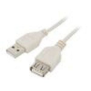 Kabel USB 2.0 USB A zásuvka,USB A vidlice 0,75m béžová PVC