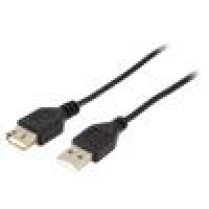 Kabel USB 2.0 USB A zásuvka,USB A vidlice 0,75m černá PVC