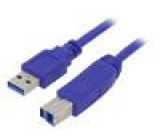 Kabel USB 3.0 USB A vidlice,USB B vidlice zlacený 0,5m modrá
