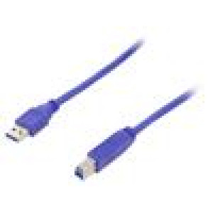 Kabel USB 3.0 USB A vidlice,USB B vidlice zlacený 3m modrá