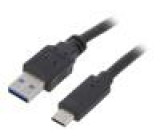 Kabel USB 3.0 USB A vidlice,USB C vidlice zlacený 3m černá
