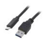 Kabel USB 3.0 USB A vidlice,USB C vidlice zlacený 1m černá