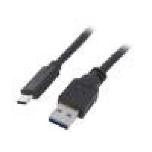 Kabel USB 3.0 USB A vidlice,USB C vidlice zlacený 1m černá