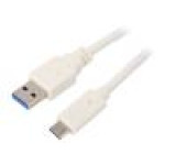 Kabel USB 3.0 USB A vidlice,USB C vidlice zlacený 1m bílá