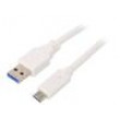 Kabel USB 3.0 USB A vidlice,USB C vidlice zlacený 1,8m bílá
