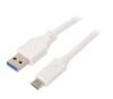 Kabel USB 3.0 USB A vidlice,USB C vidlice zlacený 1,8m bílá