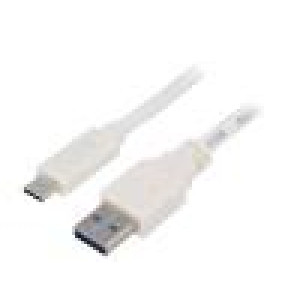 Kabel USB 3.0 USB A vidlice,USB C vidlice zlacený 0,5m bílá