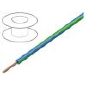 Vodič LgY lanko Cu 1mm2 modro-zelená PVC 300/500V