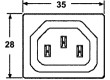 Zásuvka IEC na panel 10 A pájecí (konektor samice)
