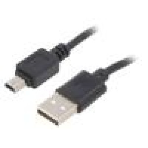 Kabel: USB-USB USB A vidlice,USB B mini vidlice 1m V: USB 2.0