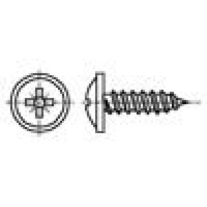Vrut 3,5x16 Hlava: kulatá Pozidriv PZ2 ocel zinek Øhlavy: 9mm