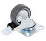 Pojezdové kolo Ø: 50mm W: 20mm H: 68mm otočné s brzdou 40kg