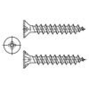 Vrut do dřevotřískových desek 4x16 Hlava: kuželová Pozidriv