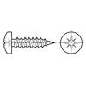 Vrut 2,9x16 Hlava: válcová Pozidriv PZ1 ISO: 7049 DIN: 7981C