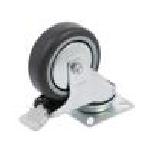 Pojezdové kolo Ø: 75mm W: 25mm H: 100mm otočné s brzdou 60kg