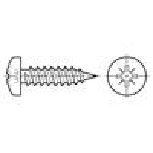 Vrut 2,9x13 Hlava: válcová Pozidriv PZ1 ISO: 7049 DIN: 7981C