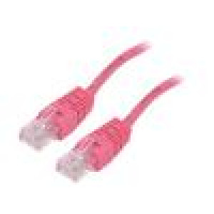 Patch cord U/UTP 5e lanko CCA PVC růžová 2m 26AWG Økab: 5mm