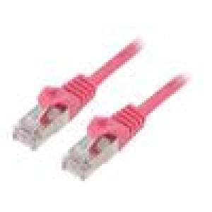 Patch cord F/UTP 6 lanko CCA PVC růžová 5m RJ45 vidlice