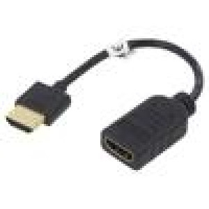 Kabel HDMI 2.0 HDMI zásuvka,HDMI vidlice 0,1m černá