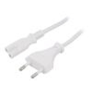 Kabel 2x0,75mm2 CEE 7/16 (C) vidlice,IEC C7 zásuvka PVC 5m