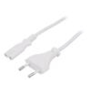 Kabel 2x0,75mm2 CEE 7/16 (C) vidlice,IEC C7 zásuvka PVC 3m