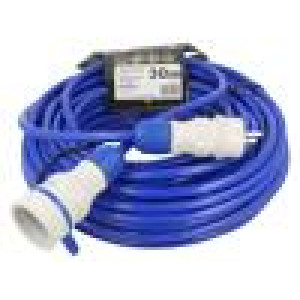 Prodlužovací síťový kabel Zásuvky: 1 PUR modrá 3x2,5mm2 30m