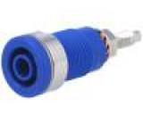 Zásuvka banánek 4mm 32A 1kVDC modrá do panelu 40mm