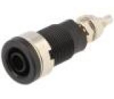 Zásuvka banánek 4mm 32A 1kVDC černá do panelu 40mm