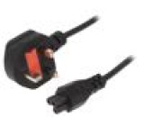 Kabel BS 1363 (G) vidlice,IEC C5 zásuvka 1,8m černá PVC 13A