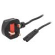 Kabel BS 1363 (G) vidlice,IEC C7 zásuvka 1,8m černá PVC 3A