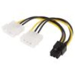 Kabel: napájecí Molex vidlice x2,PCIe 6pin zásuvka 0,15m