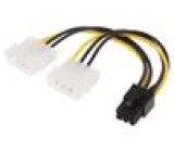 Kabel: napájecí Molex vidlice x2,PCIe 6pin zásuvka 0,15m