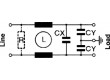 Filtr odrušovací 250VAC Cx:0,1uF Cy:2500pF 1mH montáž THT