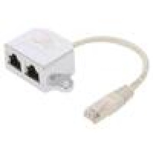 RJ45 zásuvka x2,RJ45 vidlice 0,15m Barva: šedá Druh: F/UTP