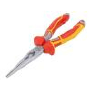 Pliers insulated,half-rounded nose,telephone,elongated 205mm